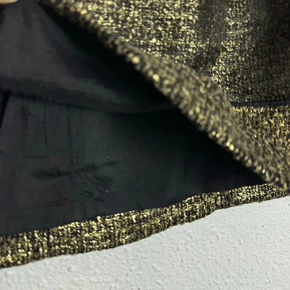 LOFT Ann Taylor Wool Blend Tweed Skirt Size 10 Black Gold Sheer Metallic NWT - Picture 4 of 8